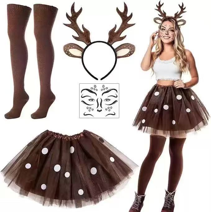 Adult Christmas Tutu Skirt Set - Reindeer Antlers Headband ulasan dan harga