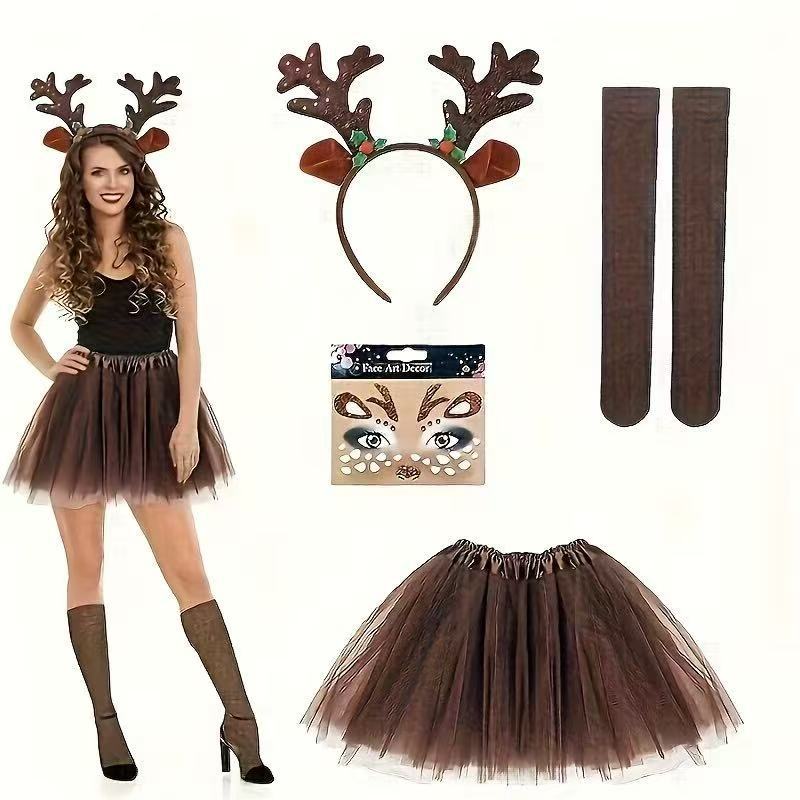Adult Christmas Tutu Skirt Set - Reindeer Antlers Headband ulasan dan harga